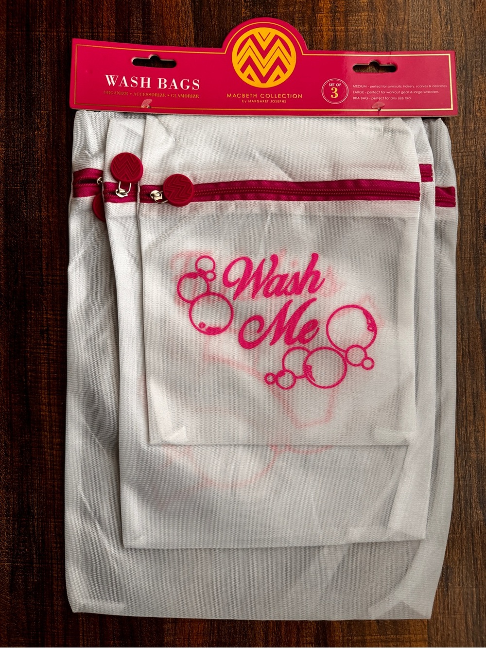 Set of 3 Macbeth Collection Mesh Wash Bags Lingerie Delicate Laundry NWT